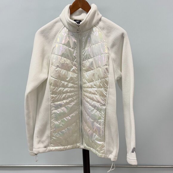 New Balance White Iridescent Zip Front Jacket Size Medium - Picture 1 of 11